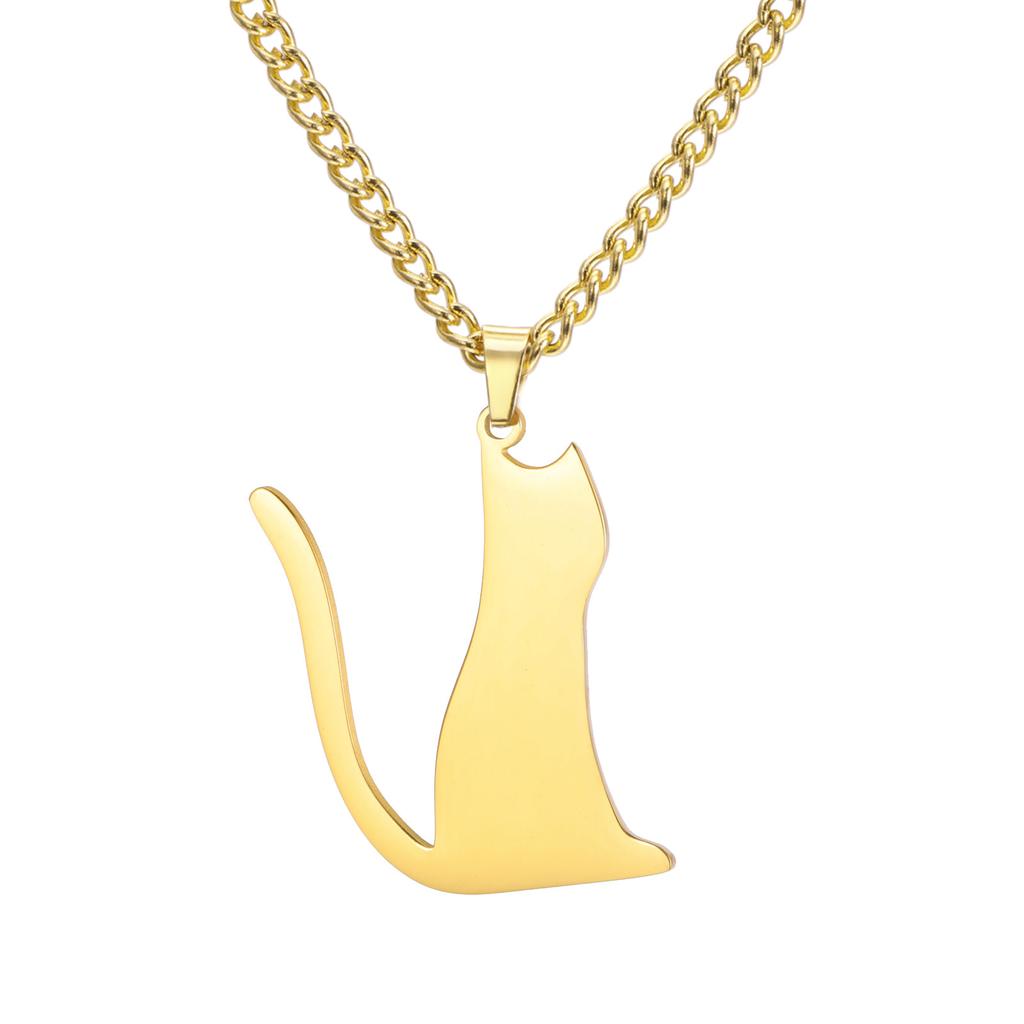 Fashion Minimalist Women Cat Pendant Necklace Delicate Collarbone Chain Elegant Small Jewelry Gift