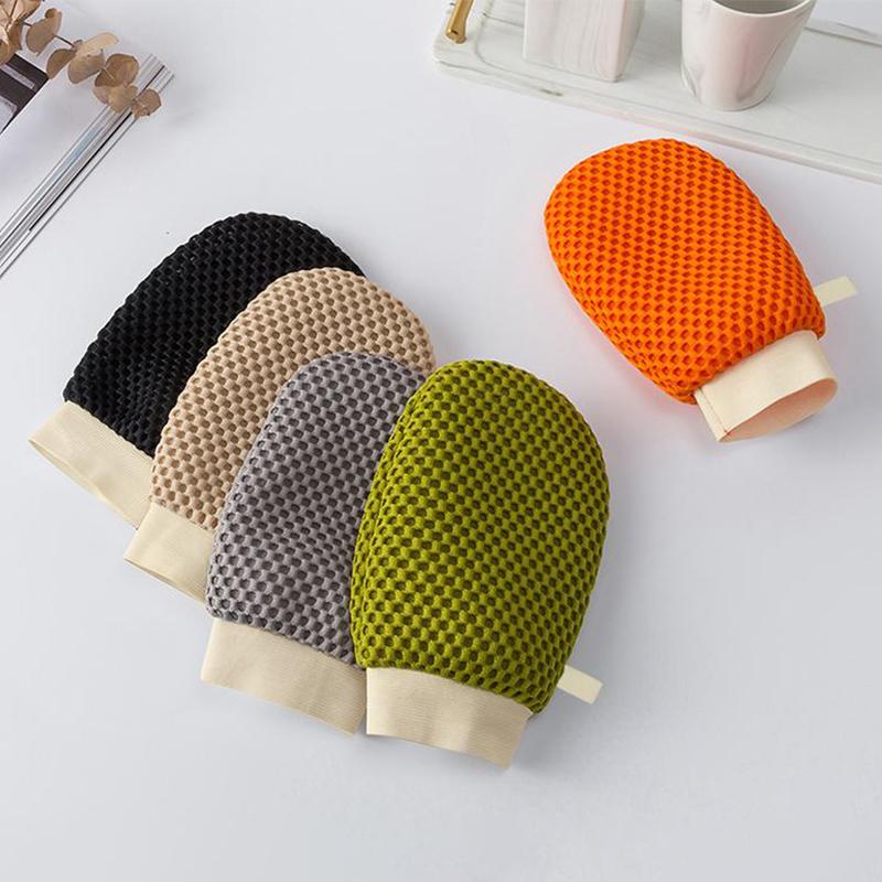 2-in-1 Bade-Luffa-Handschuh Doppelseitig Zum Entfernen von abgestorbenen Hautschüppchen und Schmutz Badehandschuh Duschlappen Schäumnetz Seifensäckchen Kann Seife hineinlegen