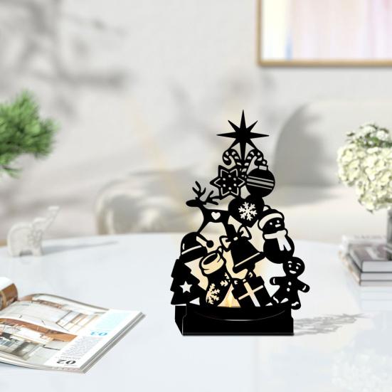 Christmas Shadow Candle Holder Funny Metal Tree Shaped Shadow Candle Stand Tabletop Decorative Tea Light Holder