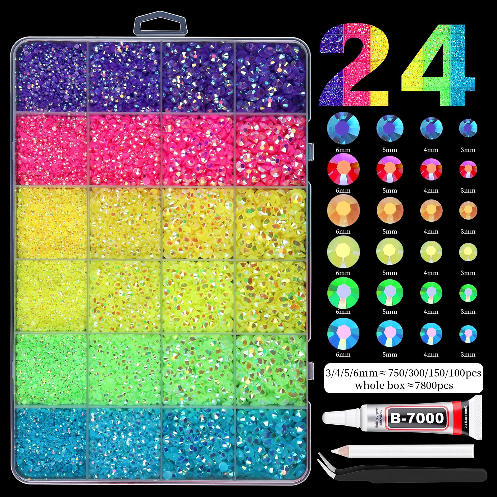 

28Grid 3/4/5/6mm Mixed Color Resin Drill AB Rhinestone Set Flatback Nail Drill For Phone Clothing DIY Decoration Nails Crafts