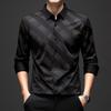 Men's Long Sleeve Shirt Business Casual Fashion Printed Striped Autumn