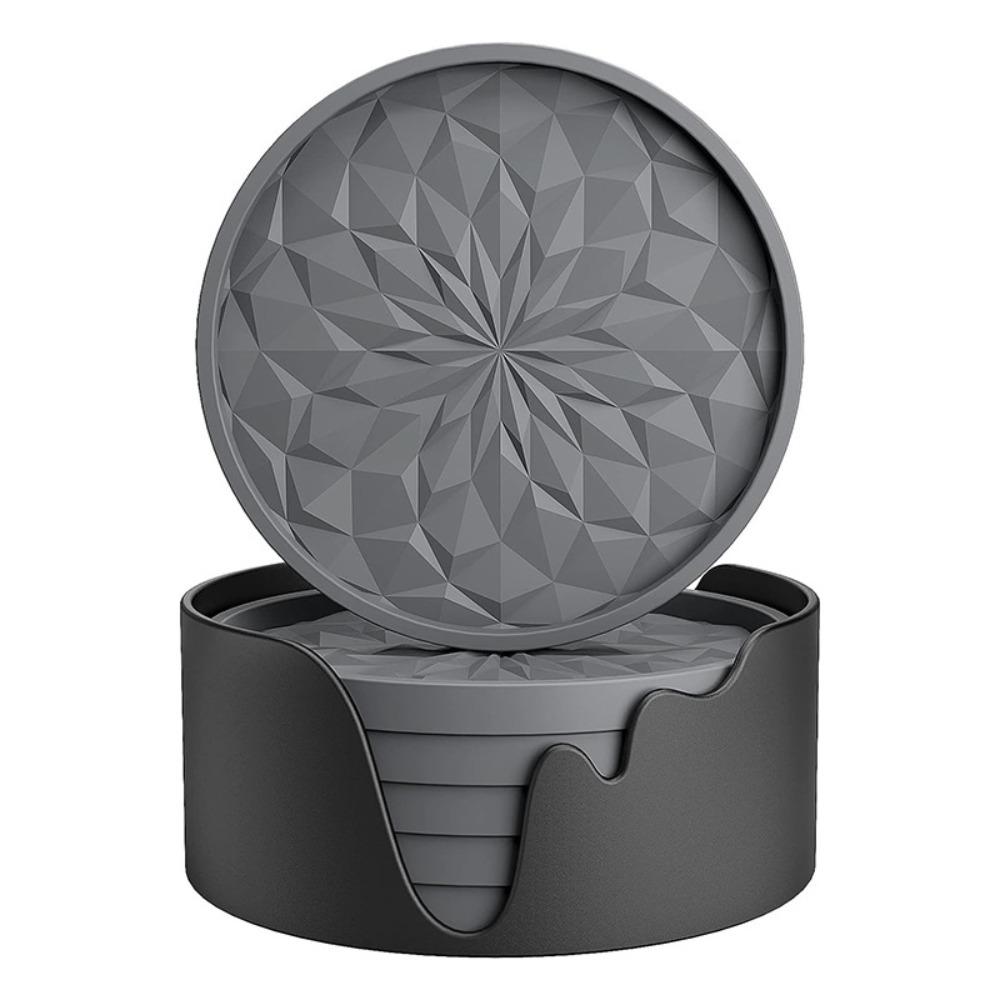 6PCS New Non-stick Tray Coffee Coasters Silicone Grey/Black/Red Silicone Coasters Silicone Drink Coasters Tabletop Protection