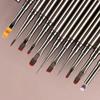 Pincel para decoración de uñas con mango de metal de 14 tamaños, pincel para delinear uñas, pincel para pintar con patrón de rayas, pincel para extensión de gel acrílico UV, bolígrafo para dibujar y tallar.