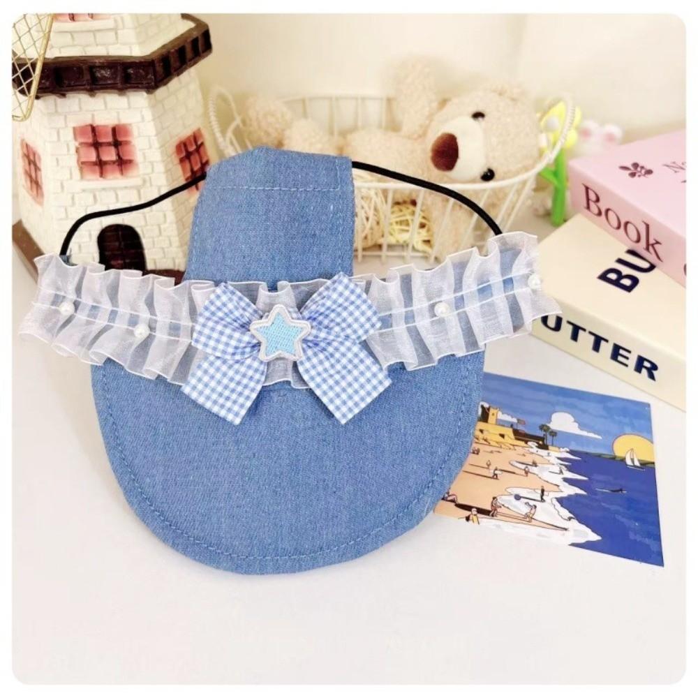 Breathable Dog Baseball Cap Lace Bow Puppy Denim Cap Sweet Pet Sun Hat Dog B