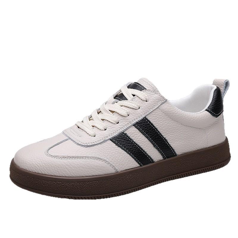 High-quality spring new first-layer cowhide casual leather shoes Dexun board shoes lace-up anti-shoes