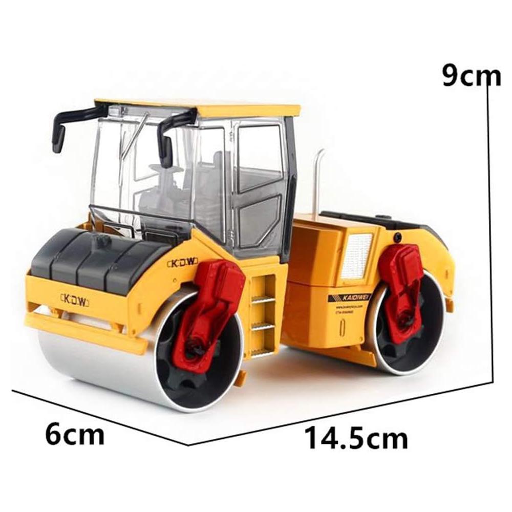 1/35 Alloy Models Road Roller Construction Vehicle, Metal Double Steel-Wheel Roller Toys Model Engineering Car Boy Gift