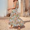 Women's Casual And Fashionable V-neck Sleeveless Printing Mid Length Dress