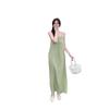 2024 Summer Women's Loose Slimming Green Spaghetti Strap Mid-Length Dress