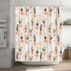 Pink Floral Bath Curtain with White Ducks Waterproof Bathroom Decor for Girls' Home Accessories