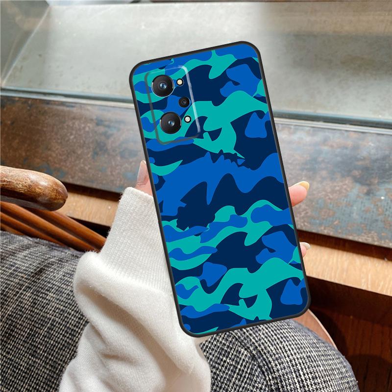 Green Camouflage Case For Realme 11 12 13 14 Pro Plus C53 C55 C51 C25 C63 C61 C65 C67 C71 C75 GT6 GT7 15 Pro