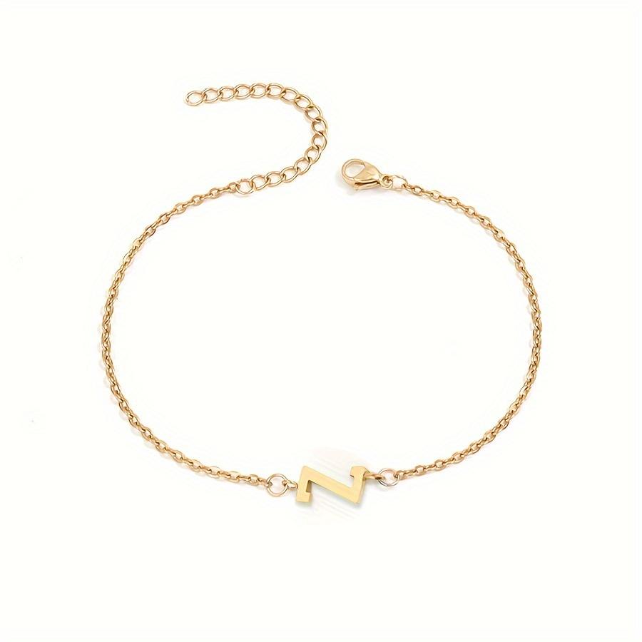 1pc Letter Shape Beads Thin Chain Bracelet, Simple Minimalist Hand Chain Unisex Jewelry Decoration