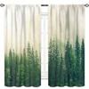Green Forest Curtains  Misty Forest Nature Landscape Curtains Woodland Pine Tree Scene Mountain Window Drapes For Living Room Bed