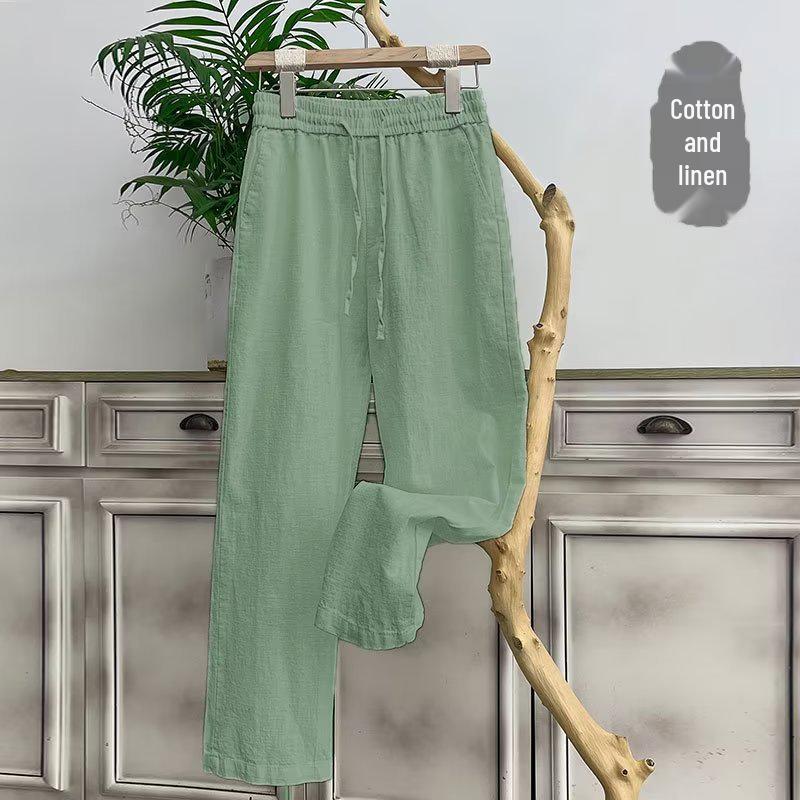 Men's Pure Linen Summer Trousers - Loose Fit, Straight Wide-Leg Casual Pants