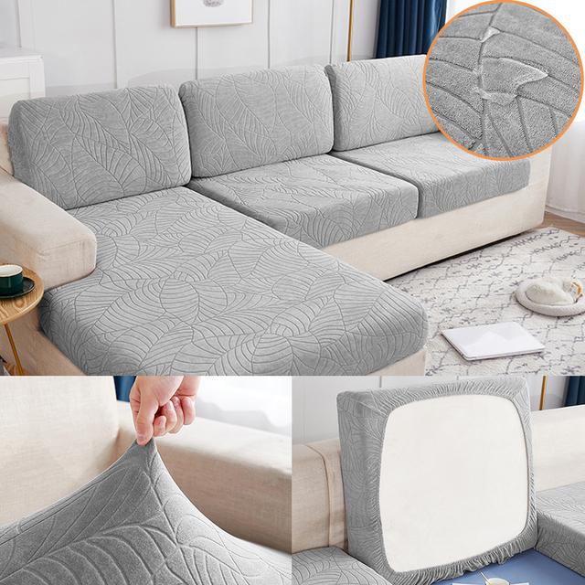 Jacquard High Quality Sofa Seat Cushion Cover Furniture Protector For Pets Kids Stretch Washable Removable Solid Color Slipcover