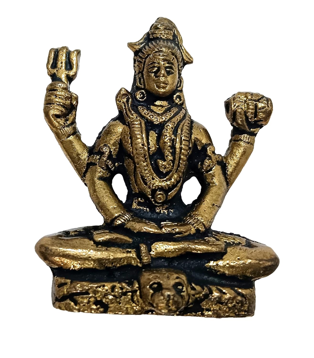 Lord Shiva Antique Brass Statue, Meditation Posture Shiva Idol - 7 Cm Tall