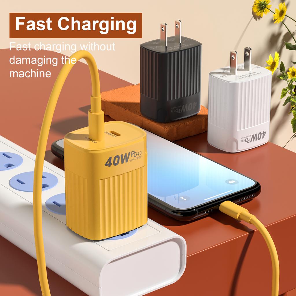 40W USB C Ladegerät Quick Charge QC 3.0 Dual PD Ladegerät Typ C Schnellladegerät Adapter für iPhone 16 15 14 Xiaomi Samsung Huawei Telefon