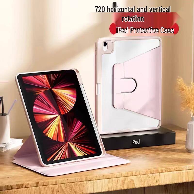 SMVP Rotating Acrylic Protective Case for Apple Tablet with Pen Slot