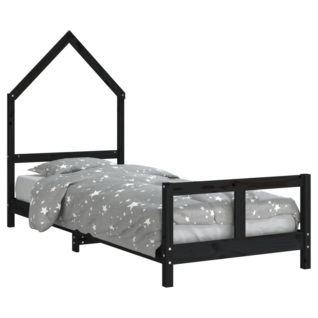 Children s Bed Black 80x200 cm Solid Pine Wood
