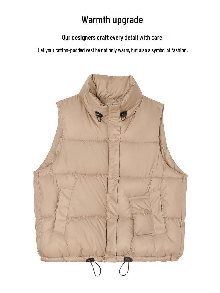 Women's Loose Sleeveless Down Cotton Padded Vest for Autumn and Winter
