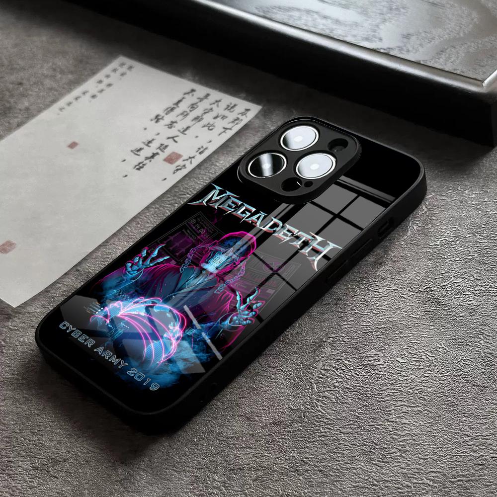 Rock Band M-Megadeth Phone Case For 17 Pro Max IPhone 16 Pro 15 12 11 13 Mini X XR XS 14 Plus SE Glass Cover