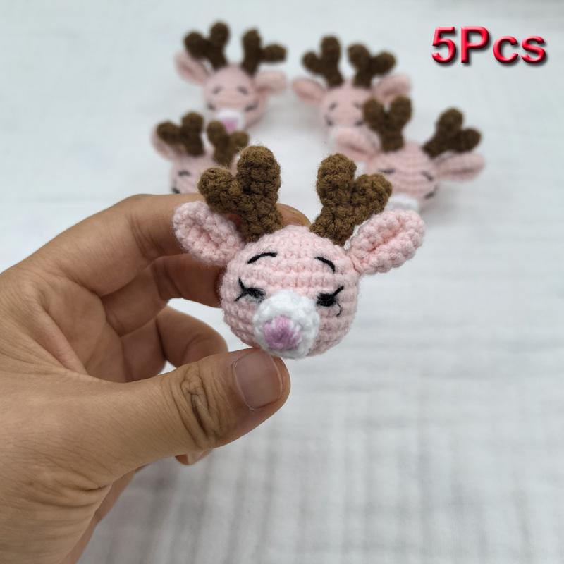 5pc Crochet Beads Animal Rabbit  Chewable Beads DIY Wooden Teething Knitting Beads Jewelry Crib Sensory Toy Baby Teether