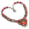 Natural Coral 18 In Cabochon Vintage Tibetan Nepal Necklace Boho Statement NN 66