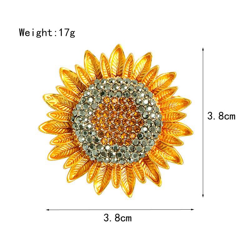 Enamel Sunflower Rhinestone Brooch with Rhinestones Plant Flower Corsage Fashion Eco-friendly Alloy Jewellery Perfect Gift for Couples