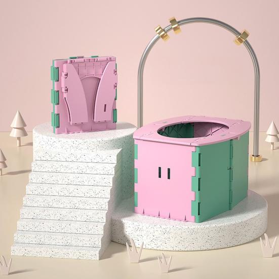 Portable Potty Seat Foldable Design One-Step Setup Kids Toilet Seat with Cleaning Bags Supports Up to 50KG Potty Chair