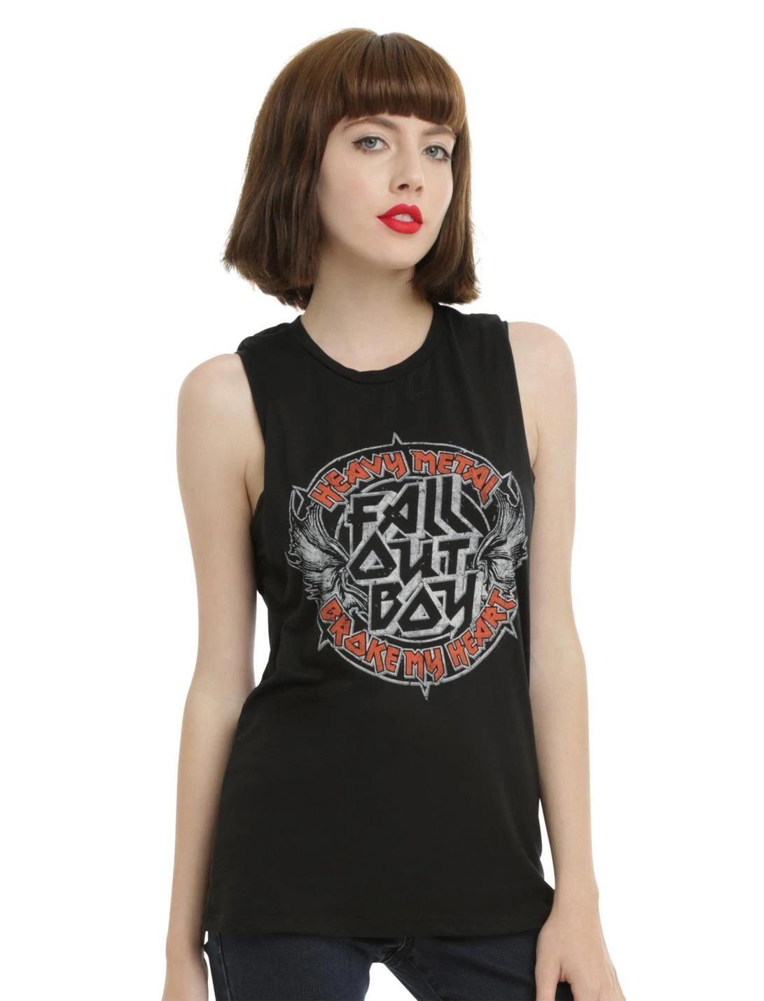 

Fall Out Boy Juniors Heavy Metal Broke My Heart Muscle Top Shirt NWT XS-3XL 3XL