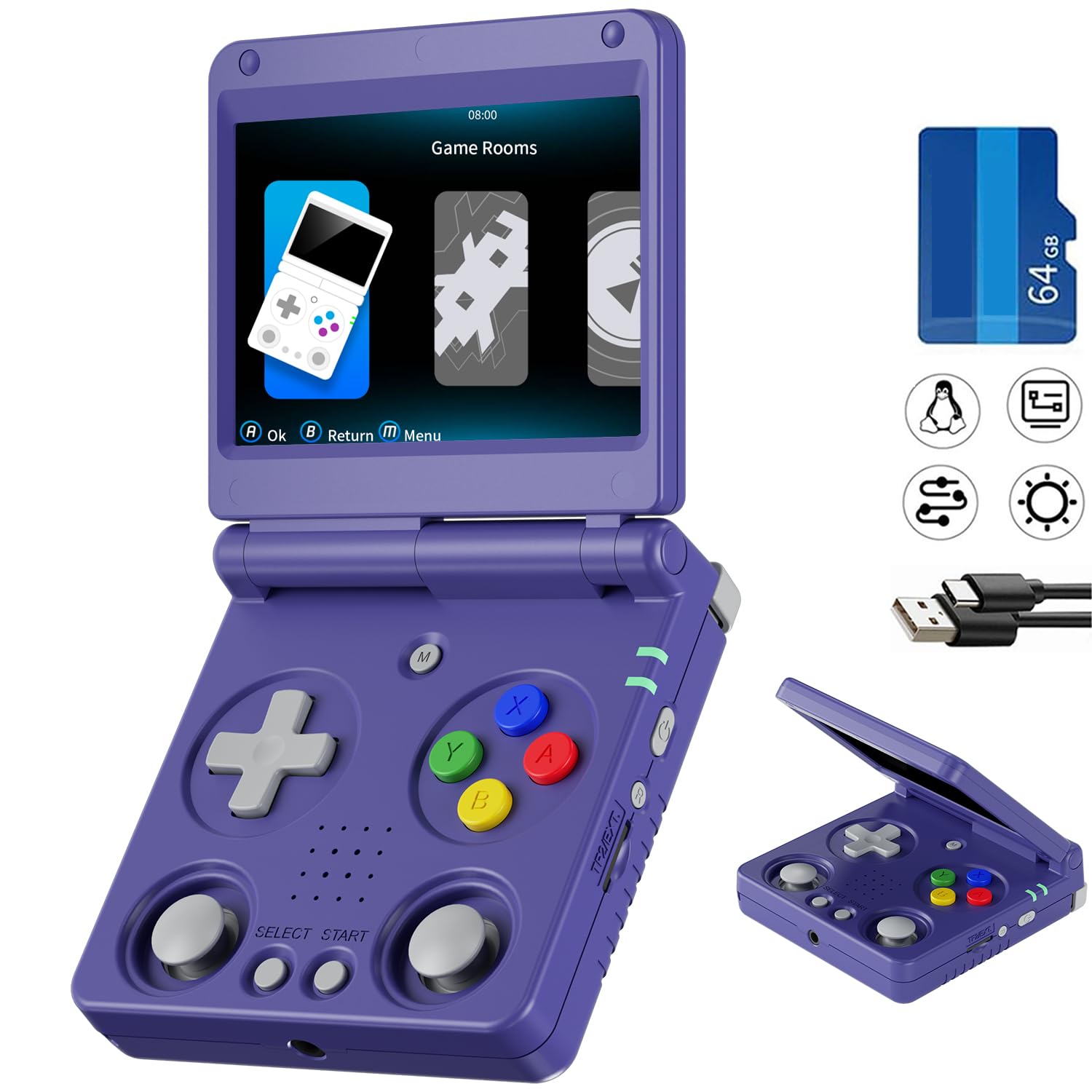 

RG34XXSP Handheld Game Console, Linux System, Foldable Retro Game Console, IPSOCA Full Screen, Vibration Motor, WiFi Online Play (RG34XXSP Blue)