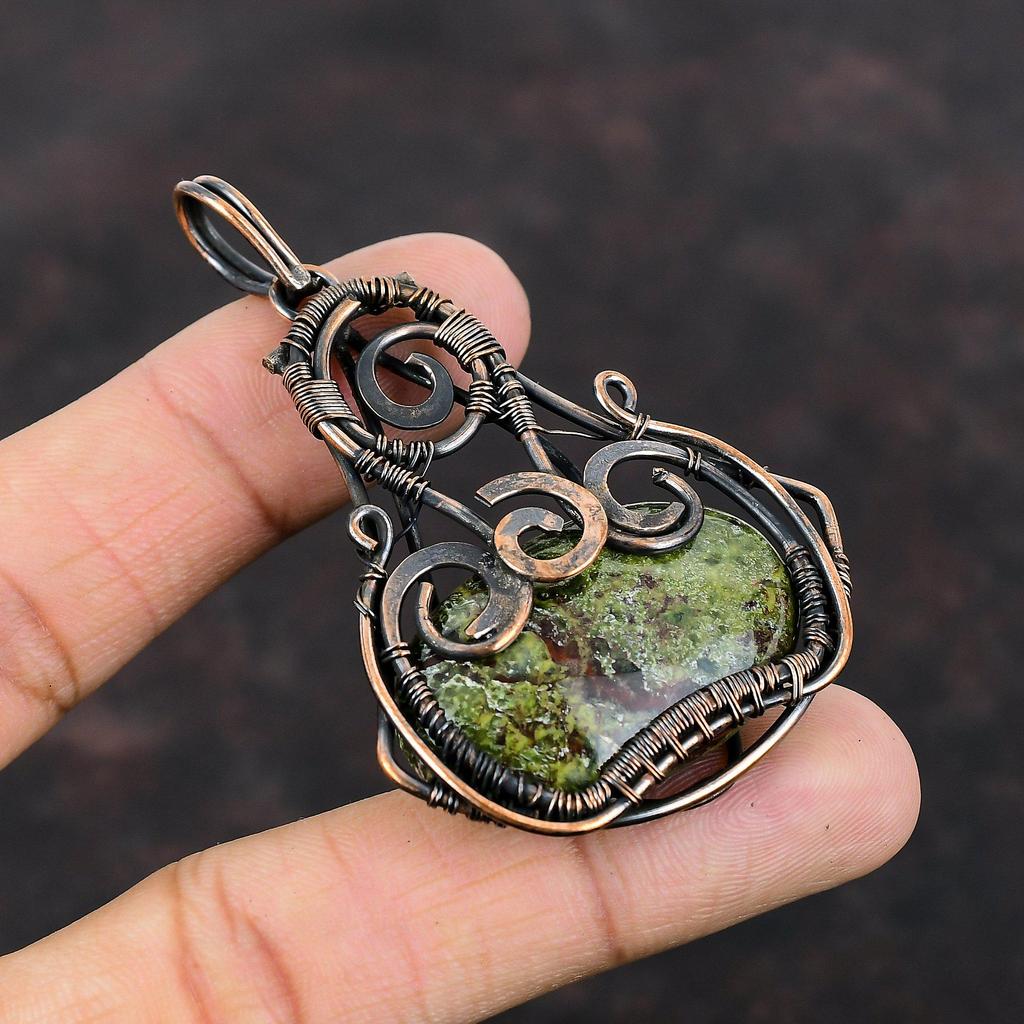 Drachenblutstein Anhänger Kupferdraht gewickelt Anhänger Natur Edelstein Handarbeit Anhänger Boho Hippie Schmuck Geschenk für Ihn Kupferdraht Schmuck