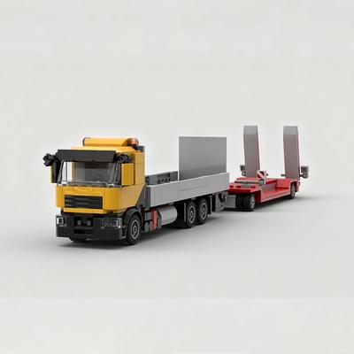 Neues MOC City Transport Serie 6x4 LKW mit Tieflader Modellbausteine DIY Montage Spielzeug Sammlerstück für Erwachsene Geschenk