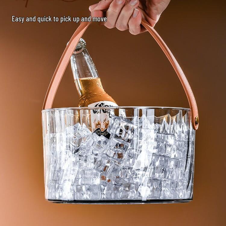 Transparent Modern Ice Bucket for Beer, Champagne, and Fruits - Handheld for Indoor and Outdoor Use