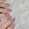 24pcs Glossy Short Coffin Press On Nails Pink French Style False Nails with Rhinestone Glitter Reusable Fake Nails