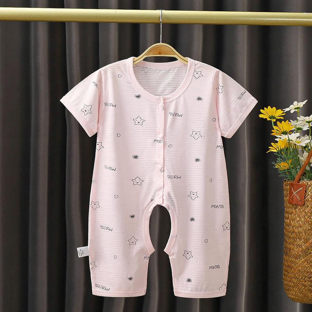 2023 Korean Style Infant Short Sleeve Cotton Bodysuit - Summer Thin Baby Jumpsuit