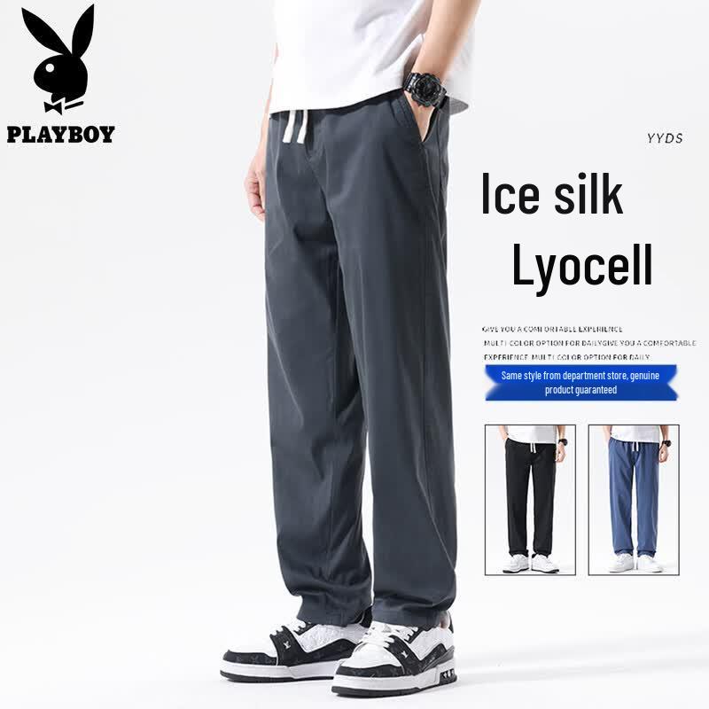 PLAYBOY Men s Ice Silk Loose Straight Casual Pants 29