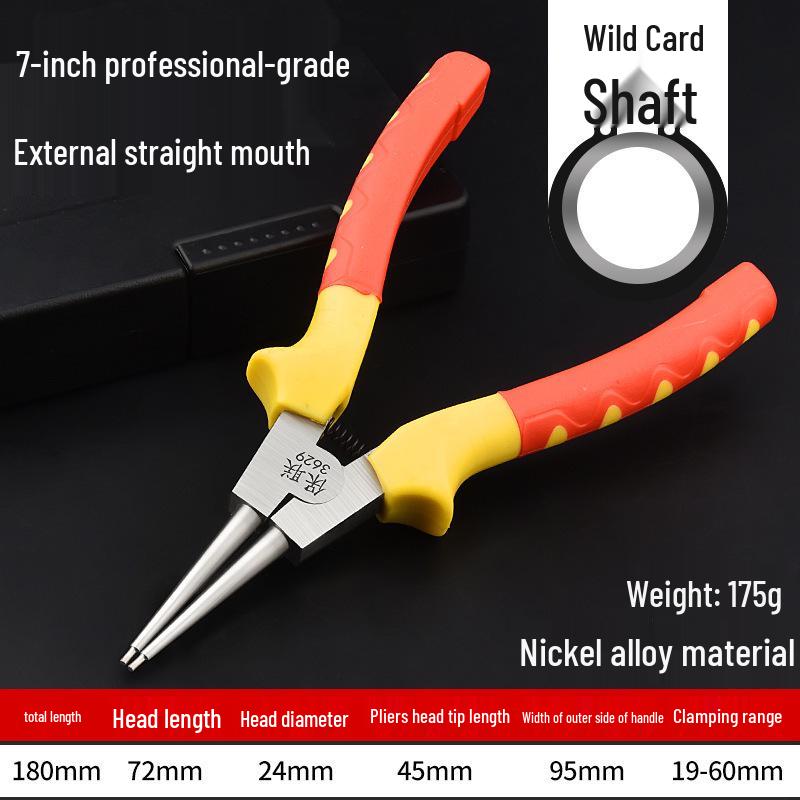 7-Inch Multifunctional Snap Ring Pliers for Internal & External Use - Professional Circlip, Retaining, Expanding, and Spring Pliers