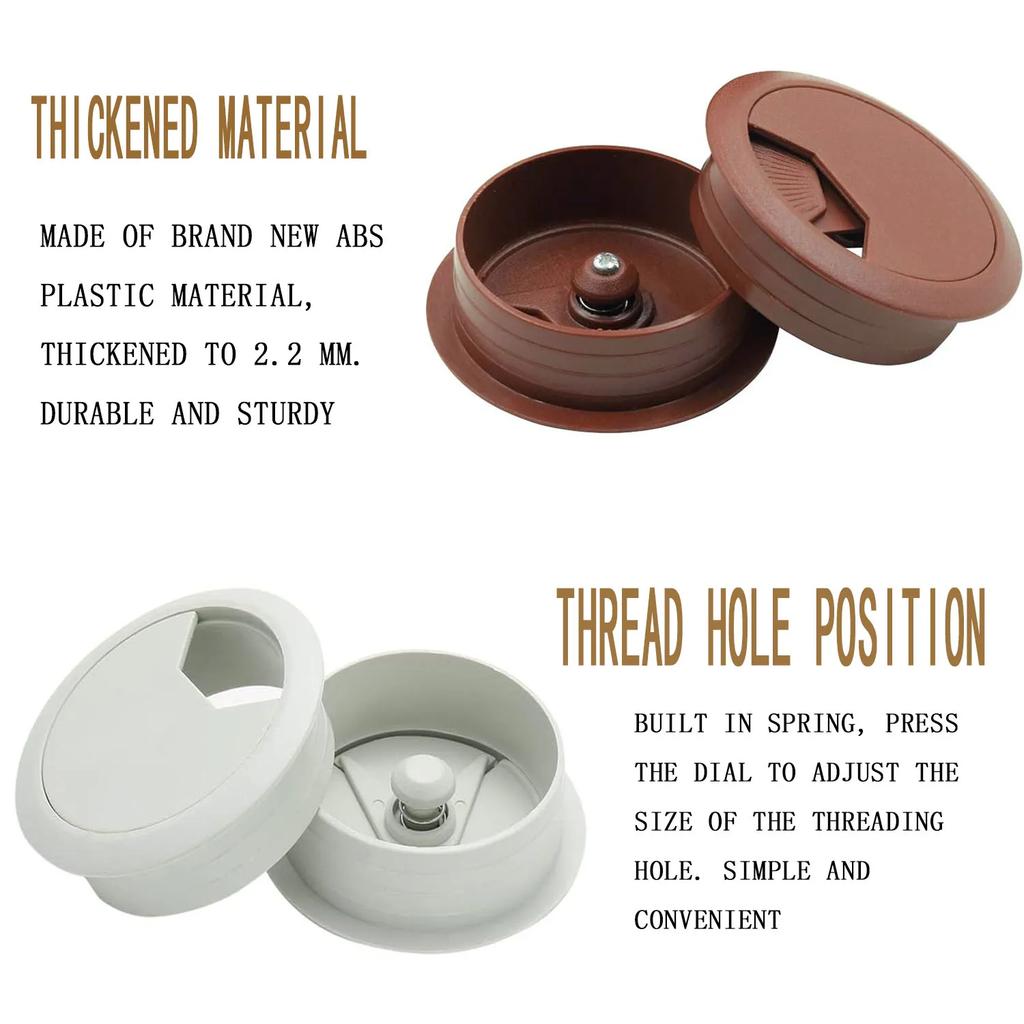 1/2/4/5pcs Desk Cord Grommet Wire Hole Cover Line Outlet Port Threading Box Cover Cable Passing Box Office Table Cable Organizer