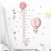 2Pcs Cartoon Cute Pink Rabbit Balloon Height Measurement Wall Stickers for Room Bedroom Home Decoration Wall Decals