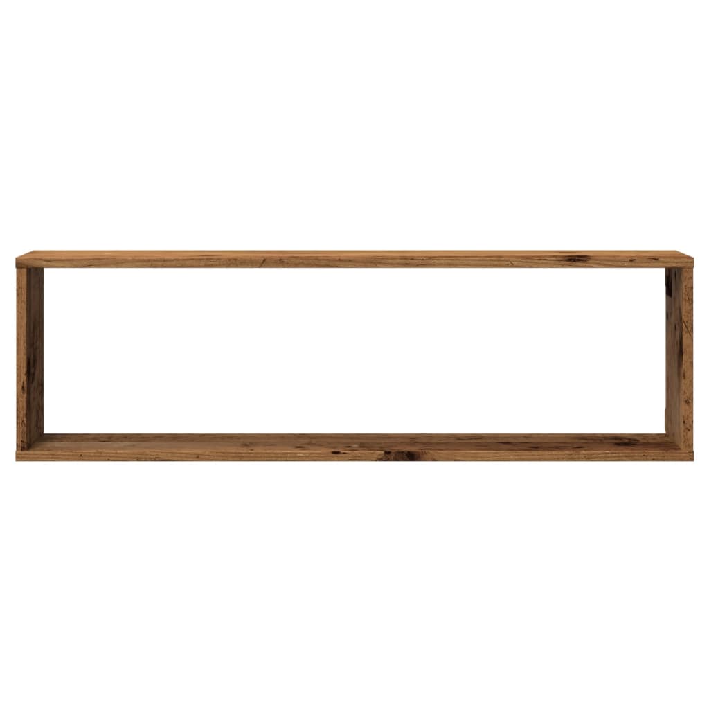 Cube Wall Shelves Set of 4 Rustic Wood Look 100 X 15 X 30 Cm Engineered Wood