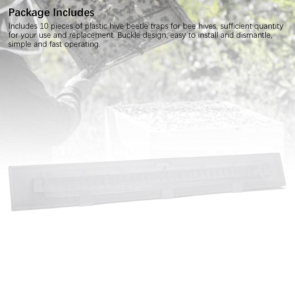 10pcs Plastic Beetle Blaster Beehive Beekeeping Tools Reusable Clear Hive Beetle Traps Buckle Design