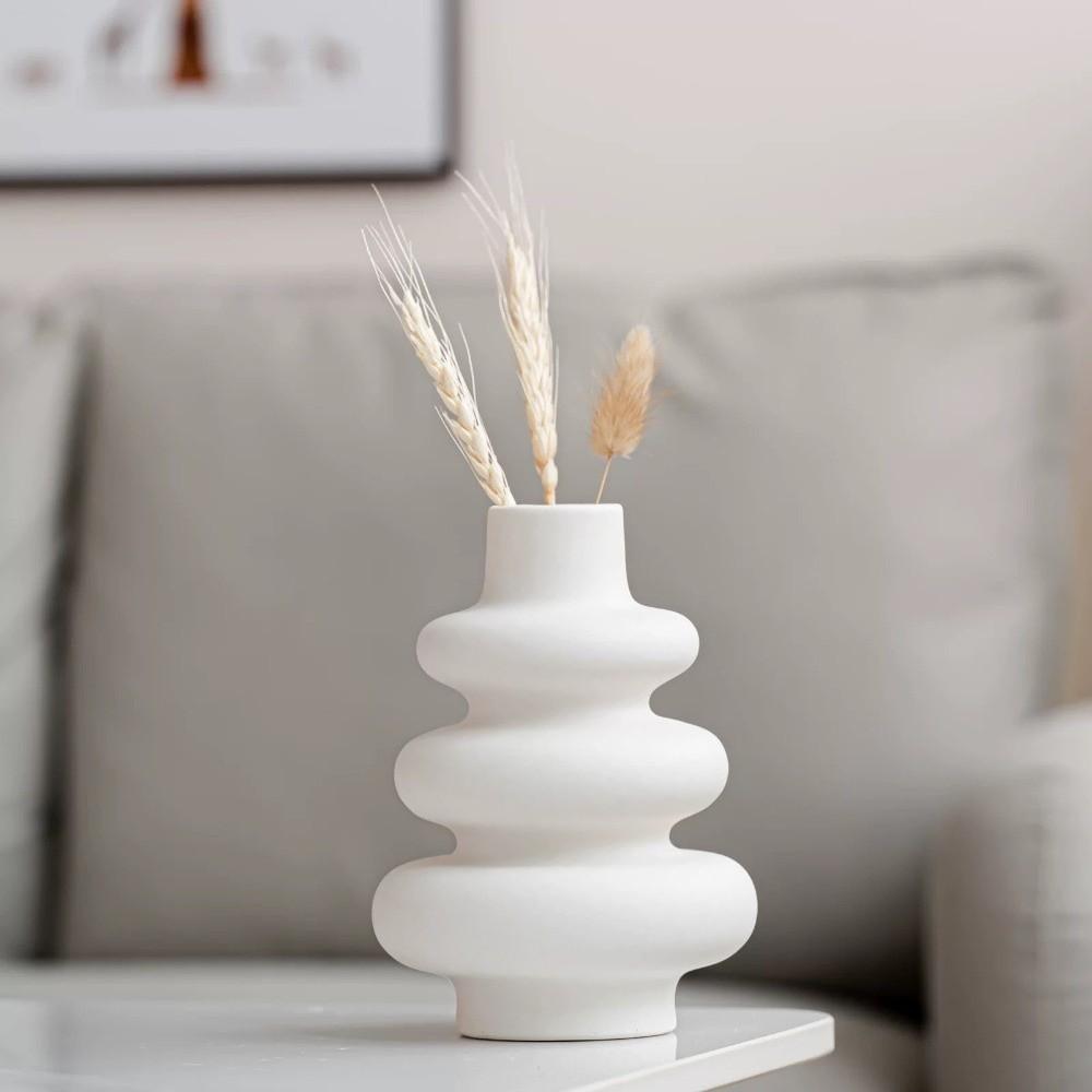 Decorative Plastic White Vase Simple Home Desktop Ornaments New Nordic Flower Vase  Table Decor