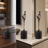 Metal Human Figurine with Cylindrical Base Elegant for Office Desk, Entryway