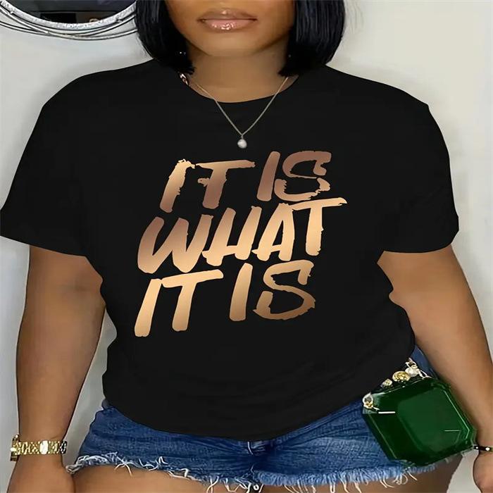 Summer Round Neck Printed Short Sleeved Fashionable Casual Cute Women's T-shirt