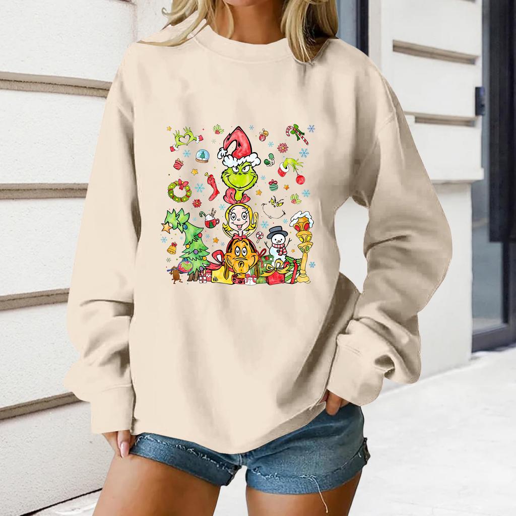 Women's Loose Comfortable Casual Fashionable Character Printing Round Neck Long Sleeved Sweatshirt