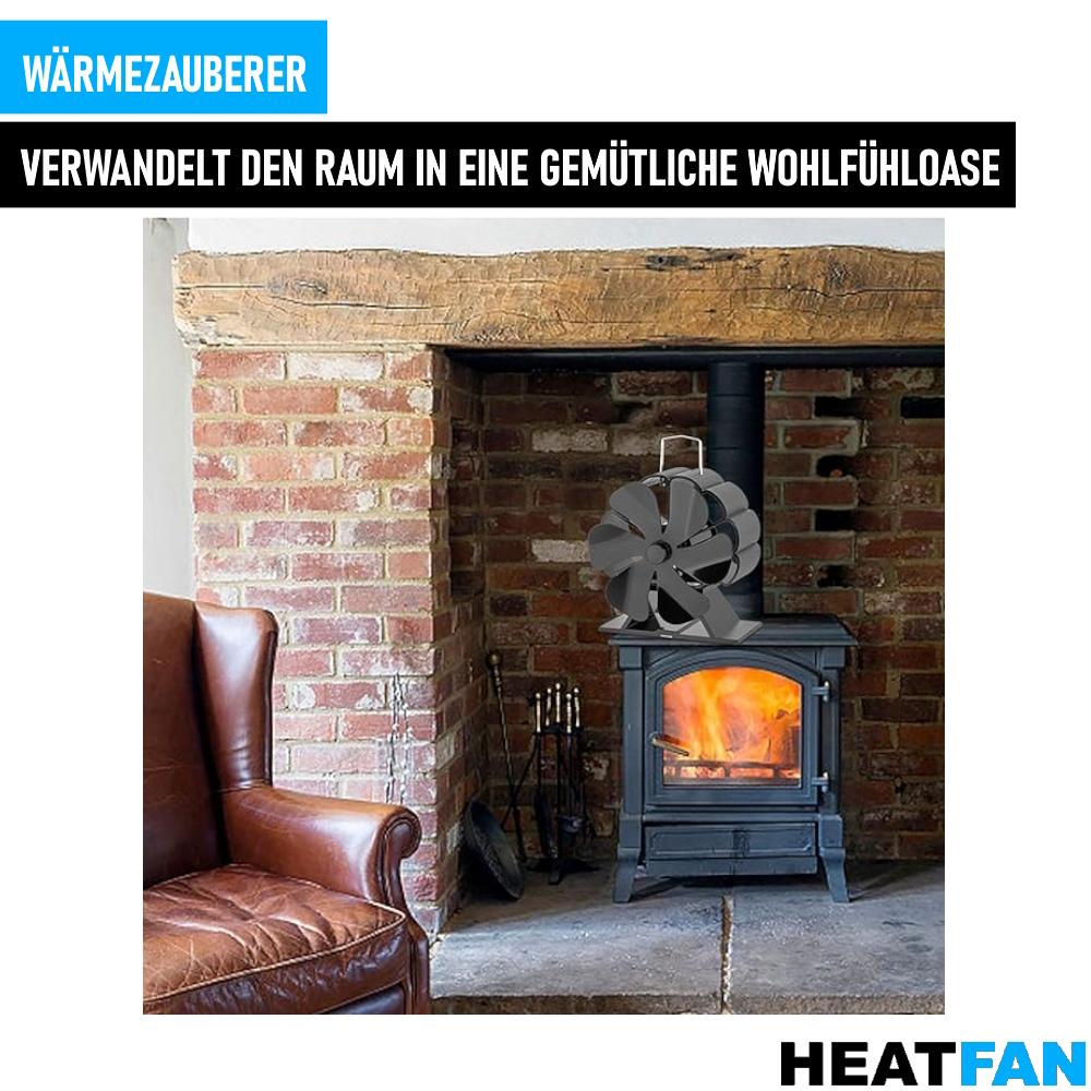 HEATFAN Stove Fan Fireplace Fan Powerless Fan Blower 6-blades
