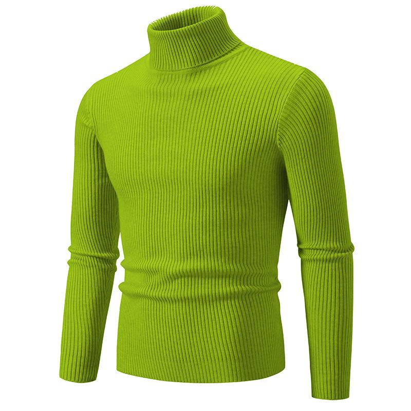 Men's Retro Solid Color Slim Turtleneck Sweater - Versatile Inner or Outer Wear, Thin Knit Design