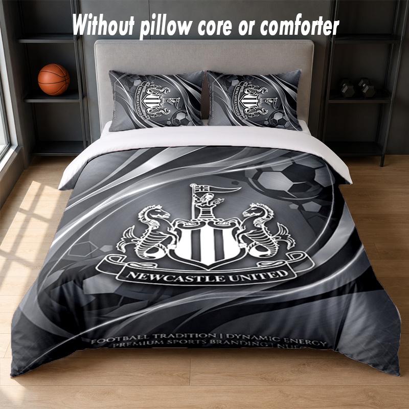 Set Biancheria da Letto Design Calcio Newcastle United 1 Copripiumino + 2 Federe Morbido Traspirante Biancheria da Letto per la Casa