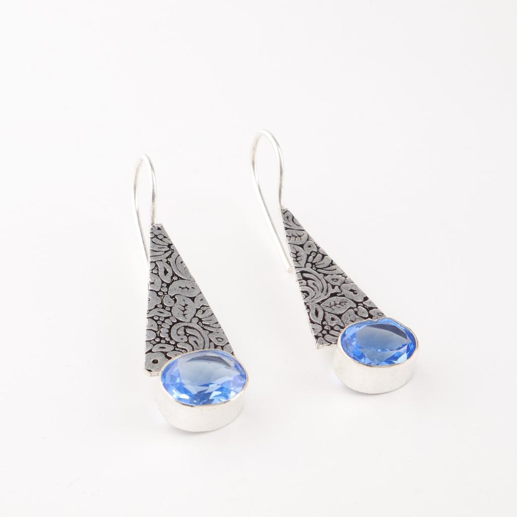 Natural Tanzanite Gemstone 925 Sterling Silver Jewelry Handmade Earrings 1.9" EE-165-6