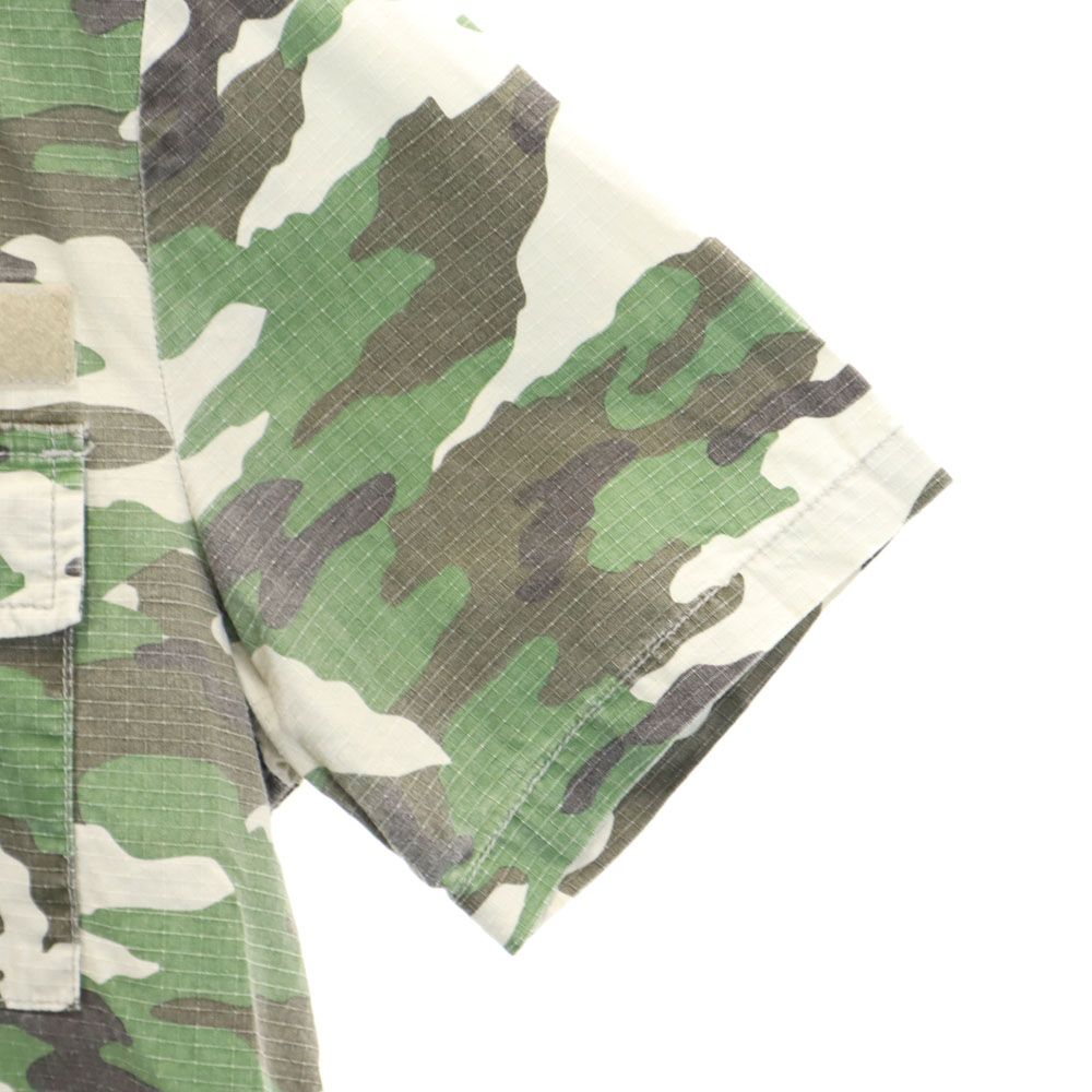 Stussy Wzór kamuflażu Krótki rękaw Koszula wojskowa S khaki kamuflaż Męska Używana